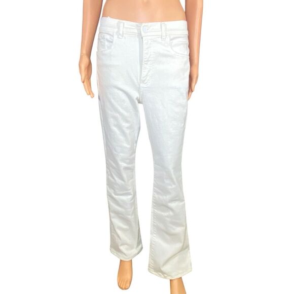 Express White Denim Jeans Bootcut High Rise Womens Size 8R w Pockets - Picture 2 of 8